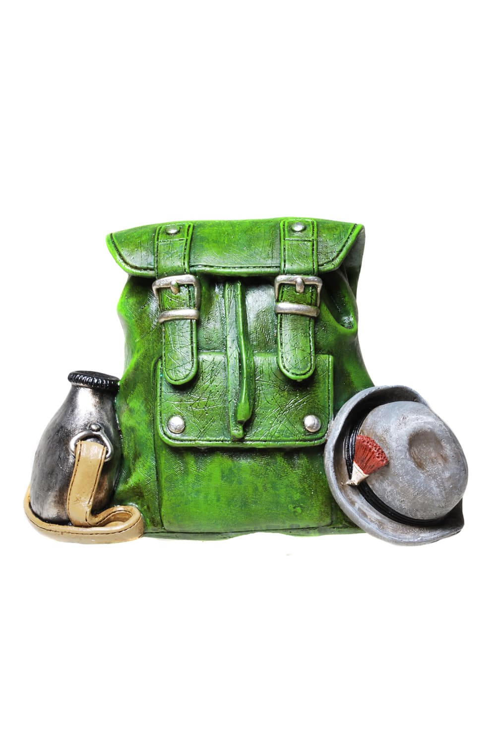 Dieses Sparkaesseli ist perfekt fuer Wanderer. Schenken Sie damit einen Zustupf fuer eine Wandertour. Die Rucksack Wanderkasse ist in der Frabe gruen.