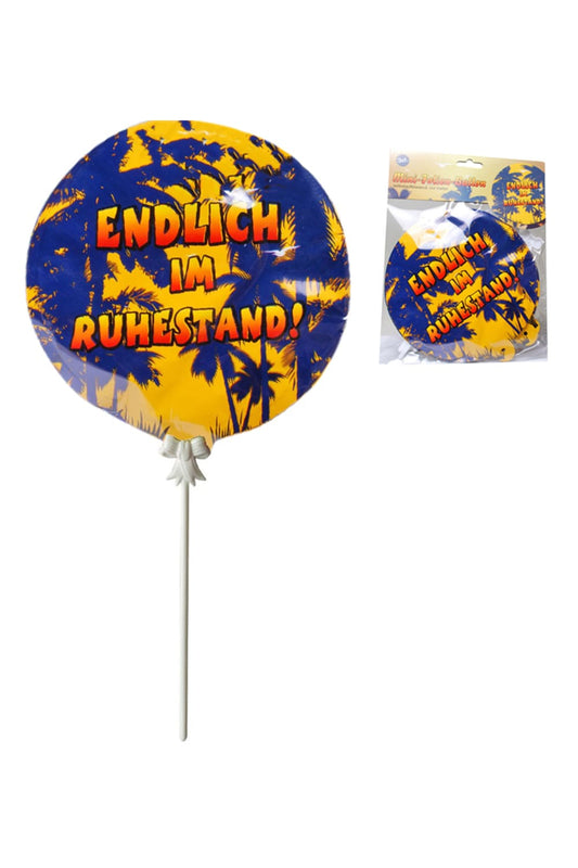 Ruhestand Ballon als perfekte Dekoration fuer eine Party zur Pensionierung. Folienballon (3 Stk.) inklusive Clip und Stab. Der Ballon ist selbstaufblasend. 