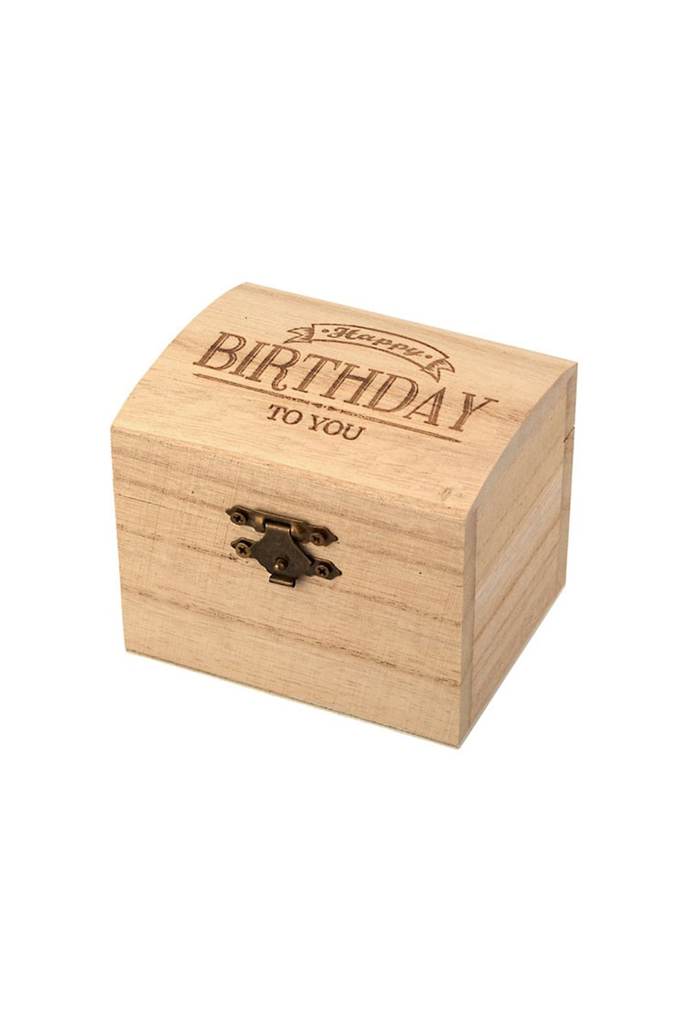 Die Schatzkiste Groesse S ist eine schoene Holztruhe mit der Gravur „Happy Birthday to you“. Ideal fuer kleine Ueberraschungen zum Geburtstag.