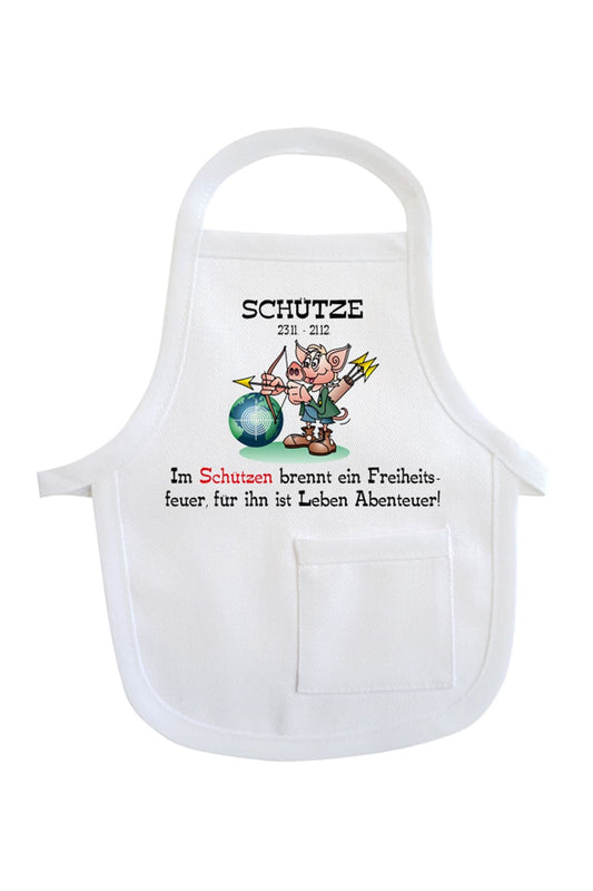 Einfach die Mini-Schuerze um eine Flasche, um ein Geschenk oder Stofftier haengen und fertig ist die originelle Geschenkverpackung. Die Sternzeichen Flaschenschuerze mit der Aufschrift: Schuetze 23.11-21.12. Im Schuetzen brennt ein Freiheitsfeuer, fuer Ihn ist Leben Abenteuer!