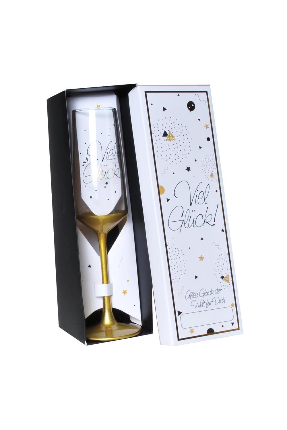 Schoenes Sektglas! Das Proseccoglas ist in der Farbe gold und mit der Aufschrift: Viel Glueck! Einfach ein kreatives Geschenk!