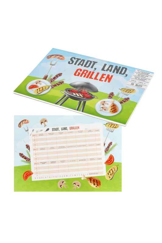 Der Klassiker neu aufgelegt: Aus Stadt, Land, Fluss wird Stadt, Land, Grillen! Witziges Spiel fuer alle Grillfans. Der Spielblock fuer gemeinsamen Spielspass!