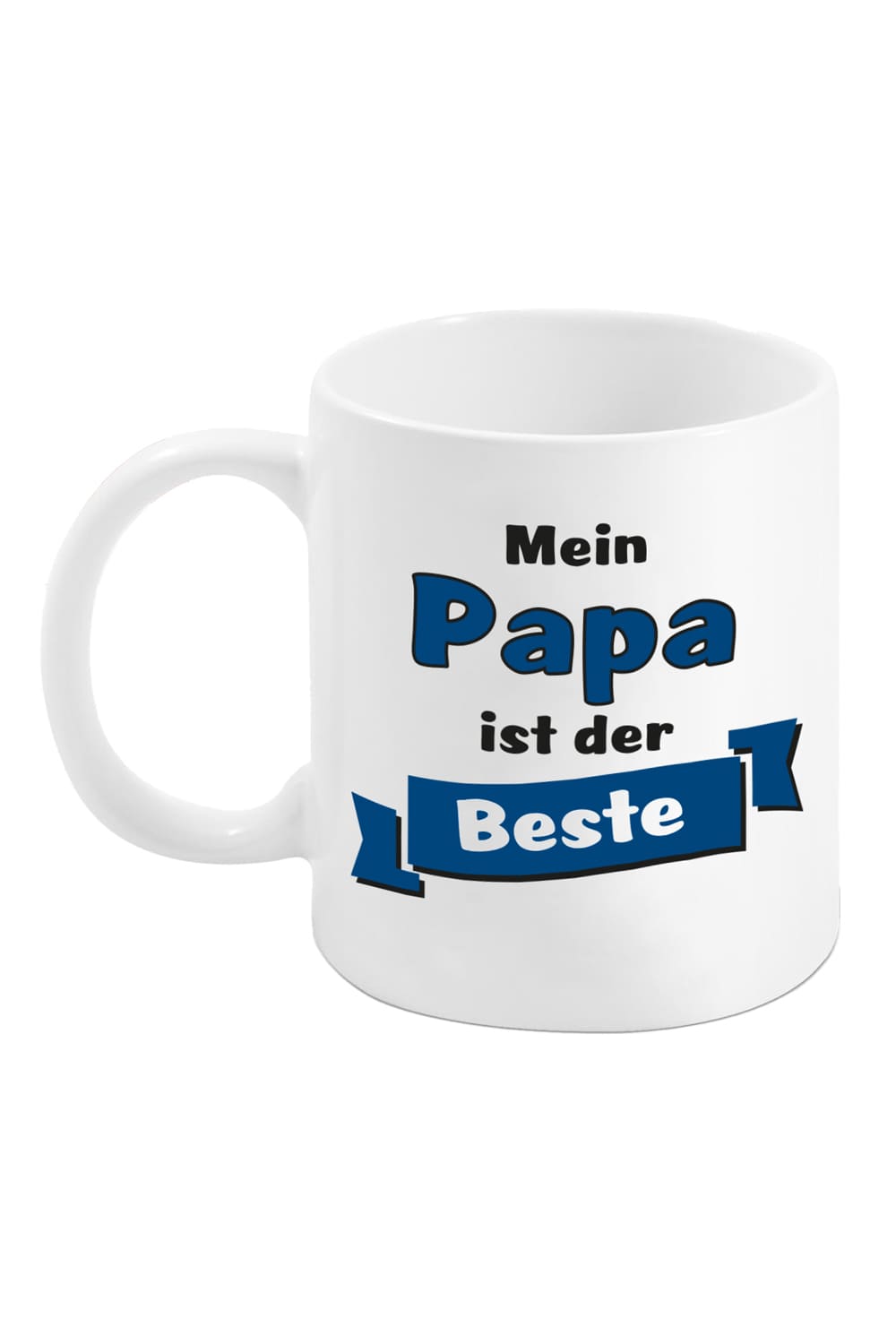 Diese Spruchtasse ist ein kreatives Geschenk fuer den lieben Papa. Die Tasse mit der Aufschrift: Mein Papa ist der Beste. Jetzt bei Geschenk Insel!