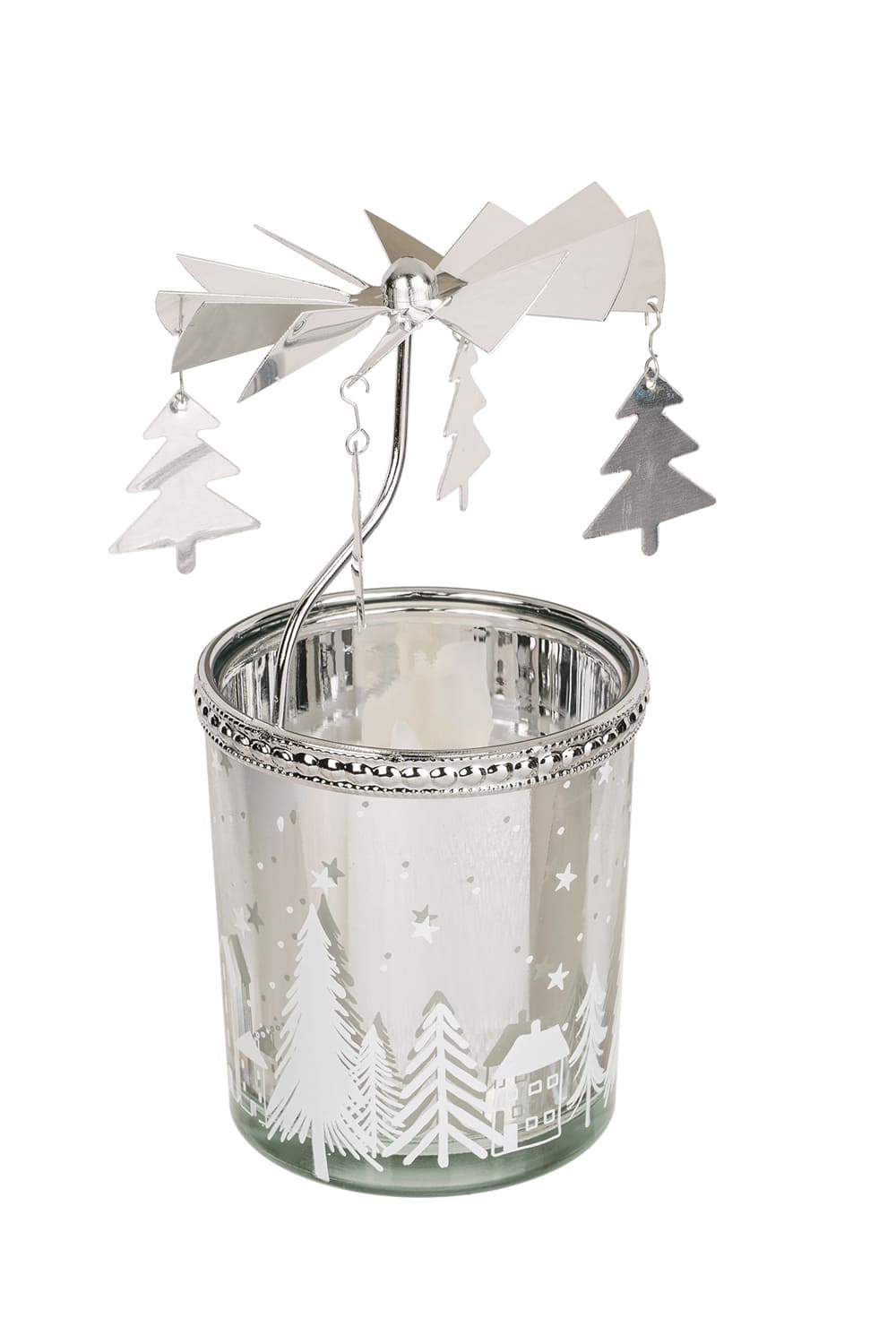 Dieses Teelicht-Karussell ist nicht nur ein dekoratives Teelicht, sondern ein aussergewoehnliches Drehspiel. Kerze mit Motiv: Tannenbaum.