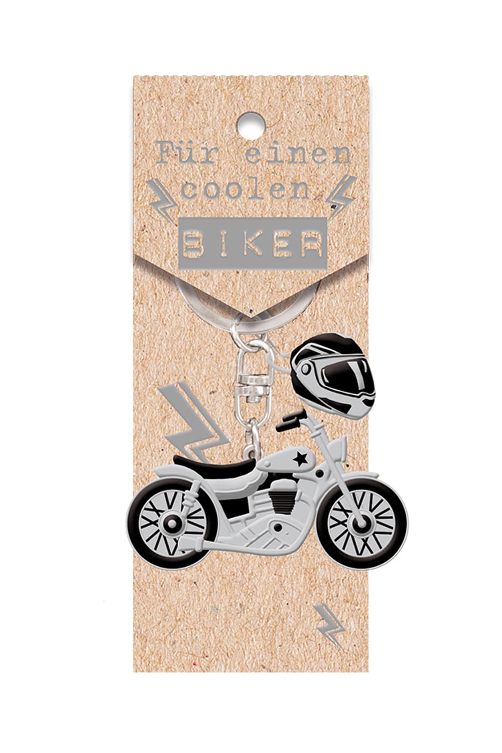 Dieser witzige Toeff Schluesselanhaenger ist ein tolles Geschenk fuer Motorradfans! Auf der herzigen Kartonage steht der Spruch: Fuer einen coolen Biker!