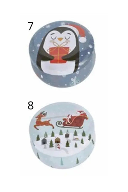 Die Duftkerze ist in diversen Motiven / Duefte erhaeltlich. Die kleine Kerze ist in einer herzigen Weihnachtsdose. Die Weihnachtskerze ist ein ideales Geschenk. 7 -8 Motive.