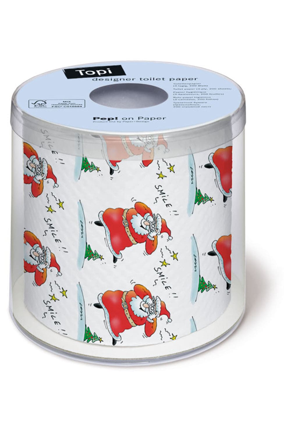 Dieses witzige Toilettenpapier sorgt bestimmt für die beste Unterhaltung auf dem Klo. Ein absoluter Spassfaktor für das Bad, ist dieses Weihnachtsmann Klopapier.  Ideal als Geschenk zum Samichlaustag oder auch für eine kreative und lustige Dekoration an einem Weihnachtsfest.