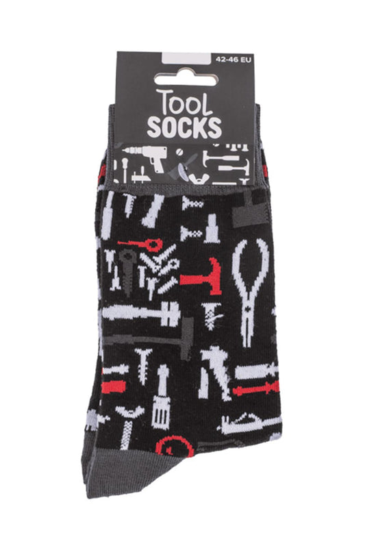 Witzige Spassocken mit Werkzeug Motiv! Diese lustigen Socken sind ein grossartiges Geschenk! Die Motivsocken sind in der Einheitsgroesse (42/46) erhaeltlich. 