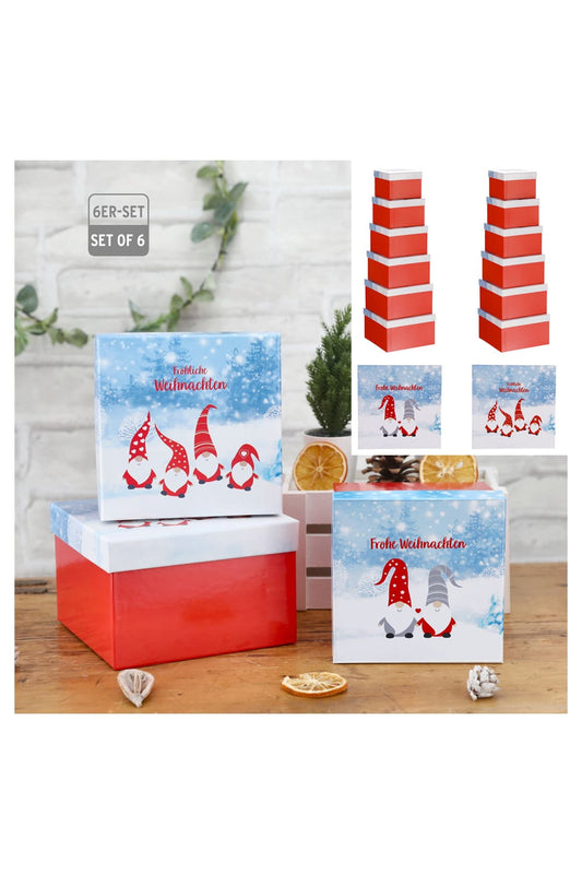 Eine originelle Geschenkverpackung zu Weihnachten. Mit diesen Wichtel Geschenkboxen sind im 6er-Set und haben diverse Groessen. 