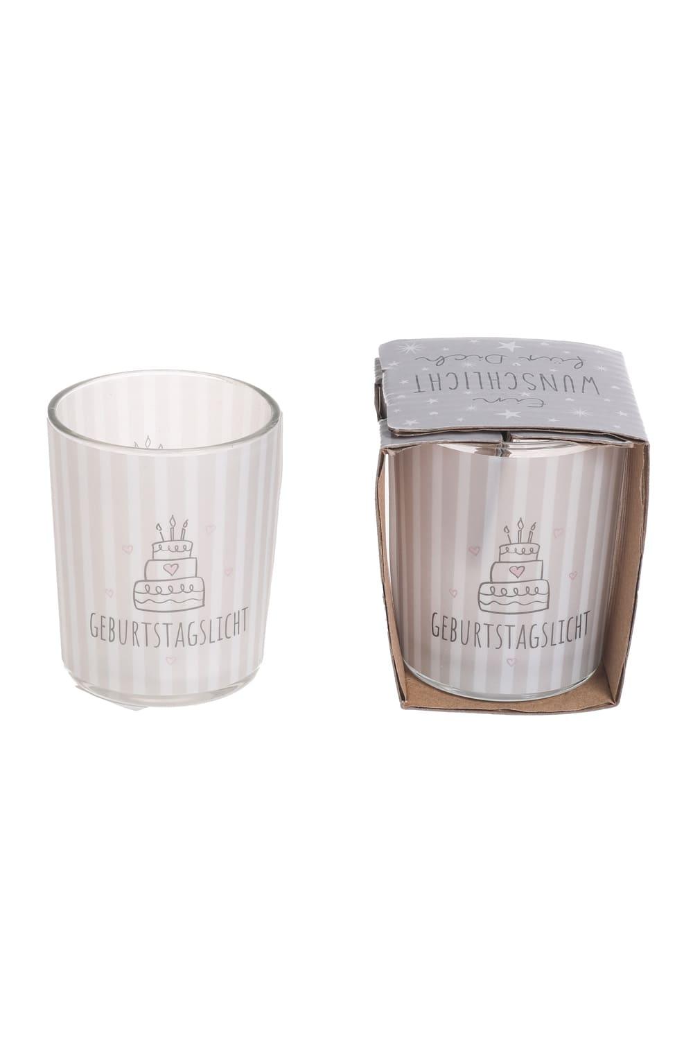 Wunschlicht Glas mit dem Spruch: Geburtstagslicht. Kerzenglas.