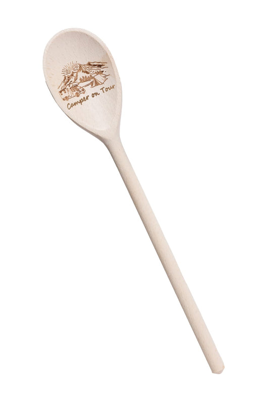 Mit dieser kreativen Camping Holzkelle macht das Kochen doppelt so viel Spass. Ein perfektes Holzgeschenk. Dieser kleine und witzige Kuechenhelfer ist ein perfektes Geschenk zum Geburtstag, zu Weihnachten oder zu einem Camping Ausflug.