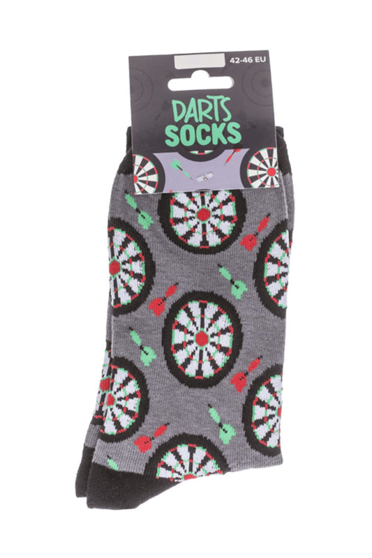 Witzige Spassocken mit Darts Motiv! Diese lustigen Socken sind ein grossartiges Geschenk! Die Motivsocken sind in der Einheitsgroesse (42/46) erhaeltlich. 