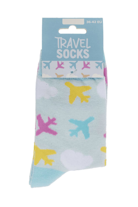Witzige Spassocken mit Reise Flugzeug Motiv! Diese Socken sind ein grossartiges Geschenk! Die Motivsocken sind in der Einheitsgroesse (36/42) erhaeltlich. 