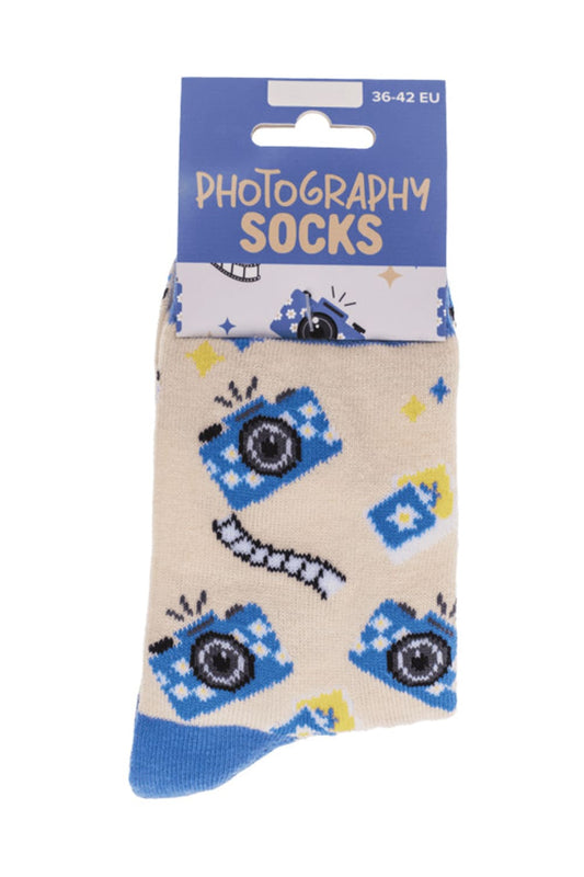 Witzige Spassocken mit Fotografie Motiv! Diese lustigen Socken sind ein grossartiges Geschenk! Die Motivsocken sind in der Einheitsgroesse (36/42) erhaeltlich. 