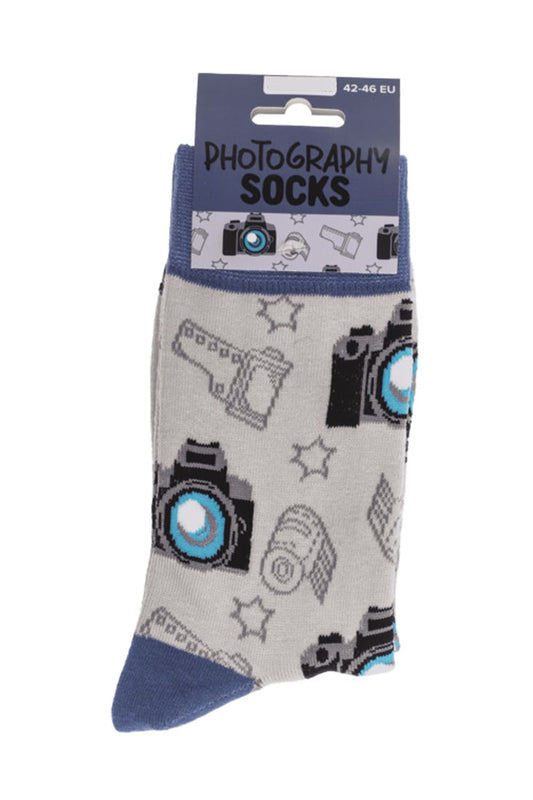 Witzige Spassocken mit Fotografie Motiv! Diese lustigen Socken sind ein grossartiges Geschenk! Die Motivsocken sind in der Einheitsgroesse (42/46) erhaeltlich. 