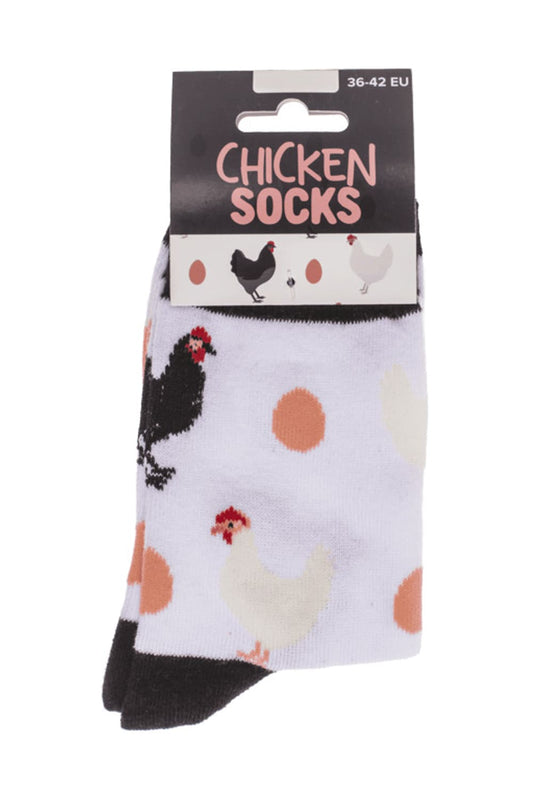 Witzige Spassocken mit Huehner Motiv! Diese lustigen Socken sind ein grossartiges Geschenk! Die Motivsocken sind in der Einheitsgroesse (36/42) erhaeltlich. 