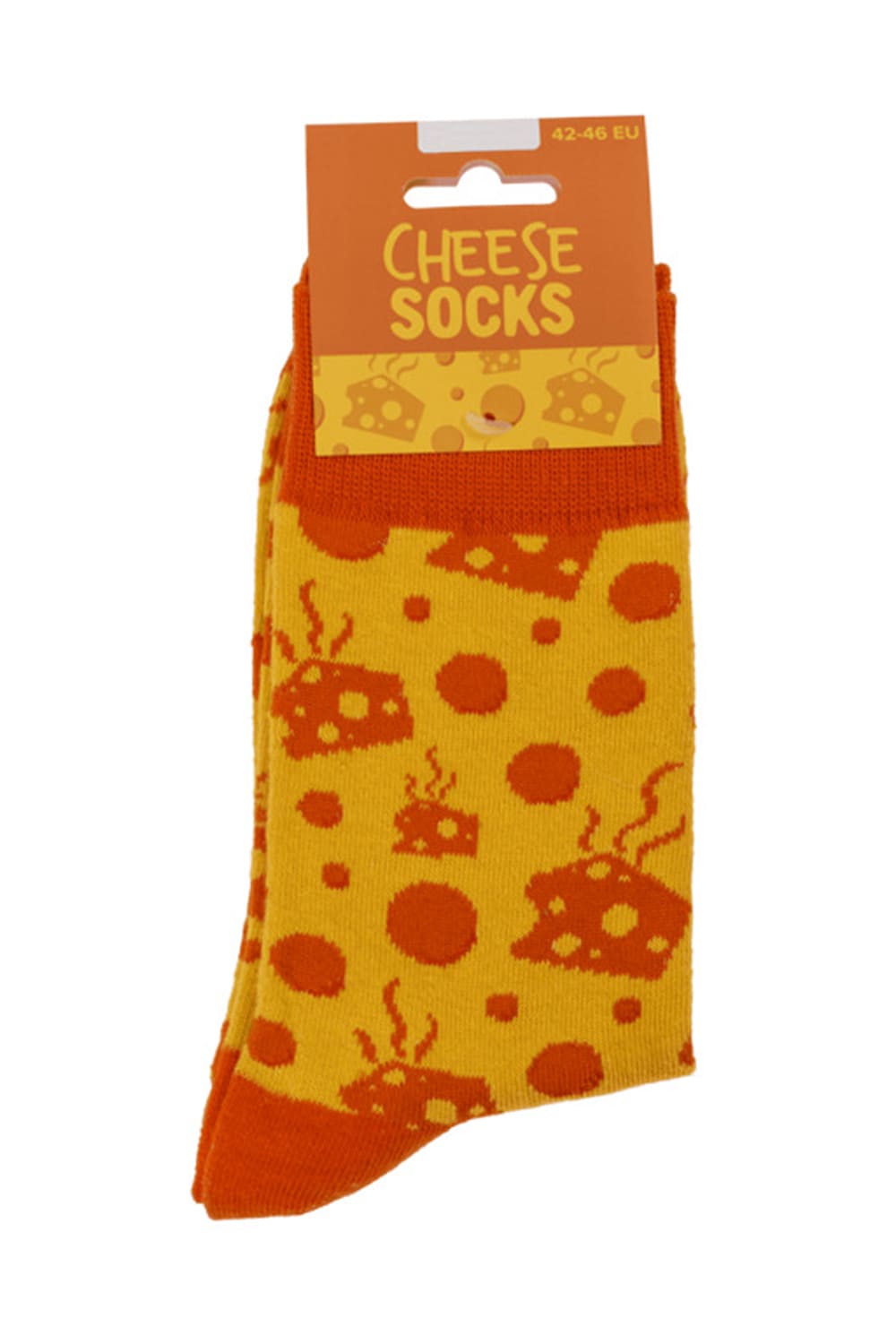 Witzige Spassocken mit Kaese Motiv! Diese lustigen Socken sind ein grossartiges Geschenk! Die Motivsocken sind in der Einheitsgroesse (42/46) erhaeltlich. 