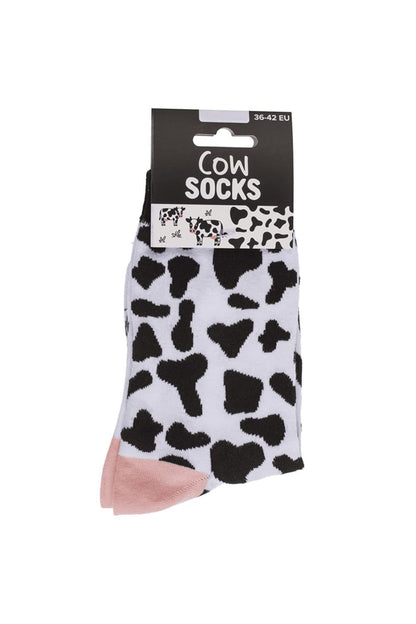 Kühe Socken 36–42 mit verschiedenen Kuh-Motiven und Kuhflecken, witzige Motivsocken für Kuhfans