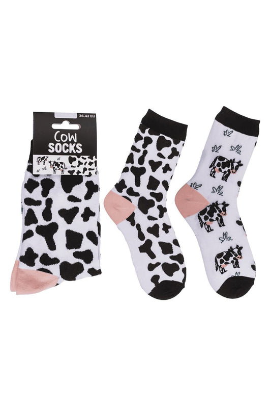 Witzige Socken mit Kuehe Motiv! Diese lustigen Motivsocken sind ein grossartiges Geschenk fuer Kuhfans! In der Einheitsgroesse (36/42) erhaeltlich. Bei geschenkinsel.ch.