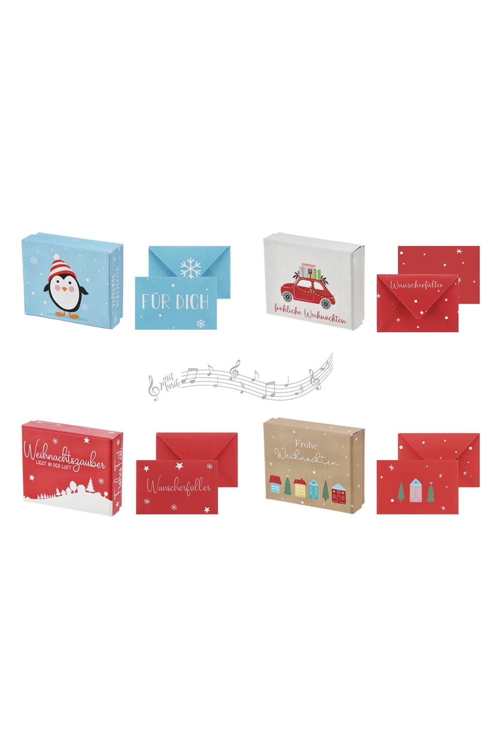 Soundbox Weihnachten mit auswaehlbaren Motiven Pinguin Weihnachtsauto Weihnachtsdorf und Weihnachtszauber sowie Musik beim Oeffnen