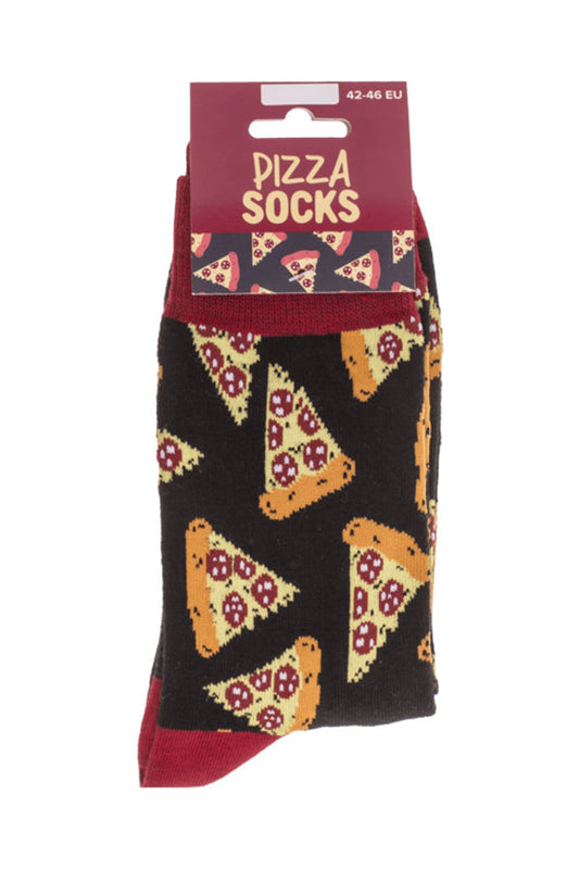 Witzige Spassocken mit Pizza Motiv! Diese lustigen Socken sind ein grossartiges Geschenk! Die Motivsocken sind in der Einheitsgroesse (42/46) erhaeltlich. 