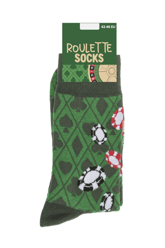 Witzige Spassocken mit Roulette Motiv! Diese lustigen Socken sind ein grossartiges Geschenk! Die Motivsocken sind in der Einheitsgroesse (42/46) erhaeltlich. 