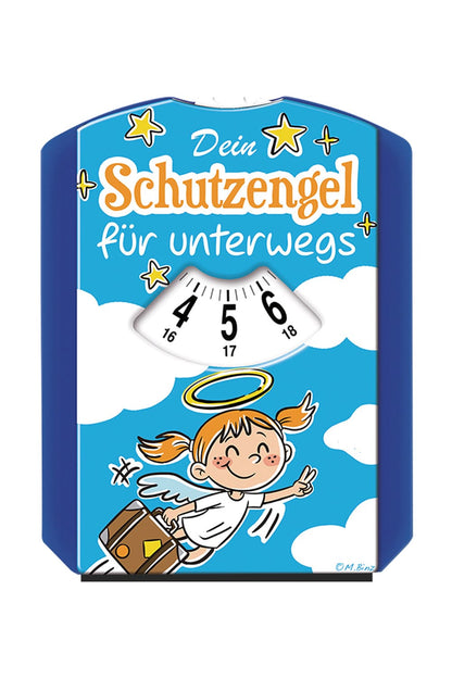 Schutzengel Parkscheibe mit dem Spruch: Dein Schutzengel fuer Unterwegs. Geschenk fuer Autofahrer. Parkscheibe mit Wolken und Engel Motiv. 
