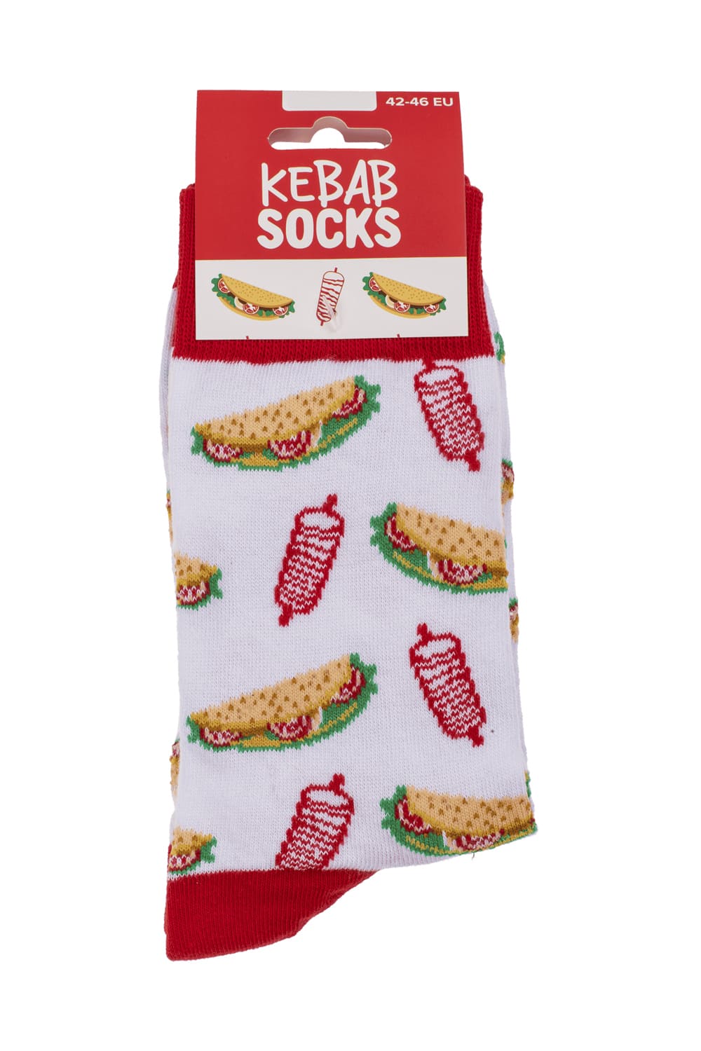 Witzige Spassocken mit Kebab Motiv! Diese lustigen Socken sind ein grossartiges Geschenk! Die Motivsocken sind in der Einheitsgroesse (42/46) erhaeltlich. 