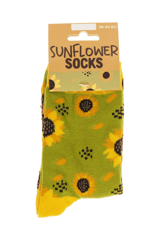 Witzige Spassocken mit Sonnenblumen Motiv! Diese lustigen Socken sind ein grossartiges Geschenk! Die Motivsocken sind in der Einheitsgroesse (36/42) erhaeltlich. 
