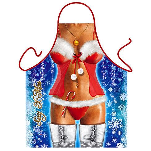 Sexy Christmas. Eine Frau halbnackt im heissen Nikolaus Kostuem. Da staunen sogar Samichlaus und Schmutzli. Eine lustige und sexy Kochschuerze sowie Grillschuerze. Die Fun Schuerze aus Polyester ist waschbar bei 50°C sowie farbfest. Die X-Mas Girl Schuerze hat eine Laenge von ca. 74 cm. Ein witziges Geschenk zu Weihnachten! 