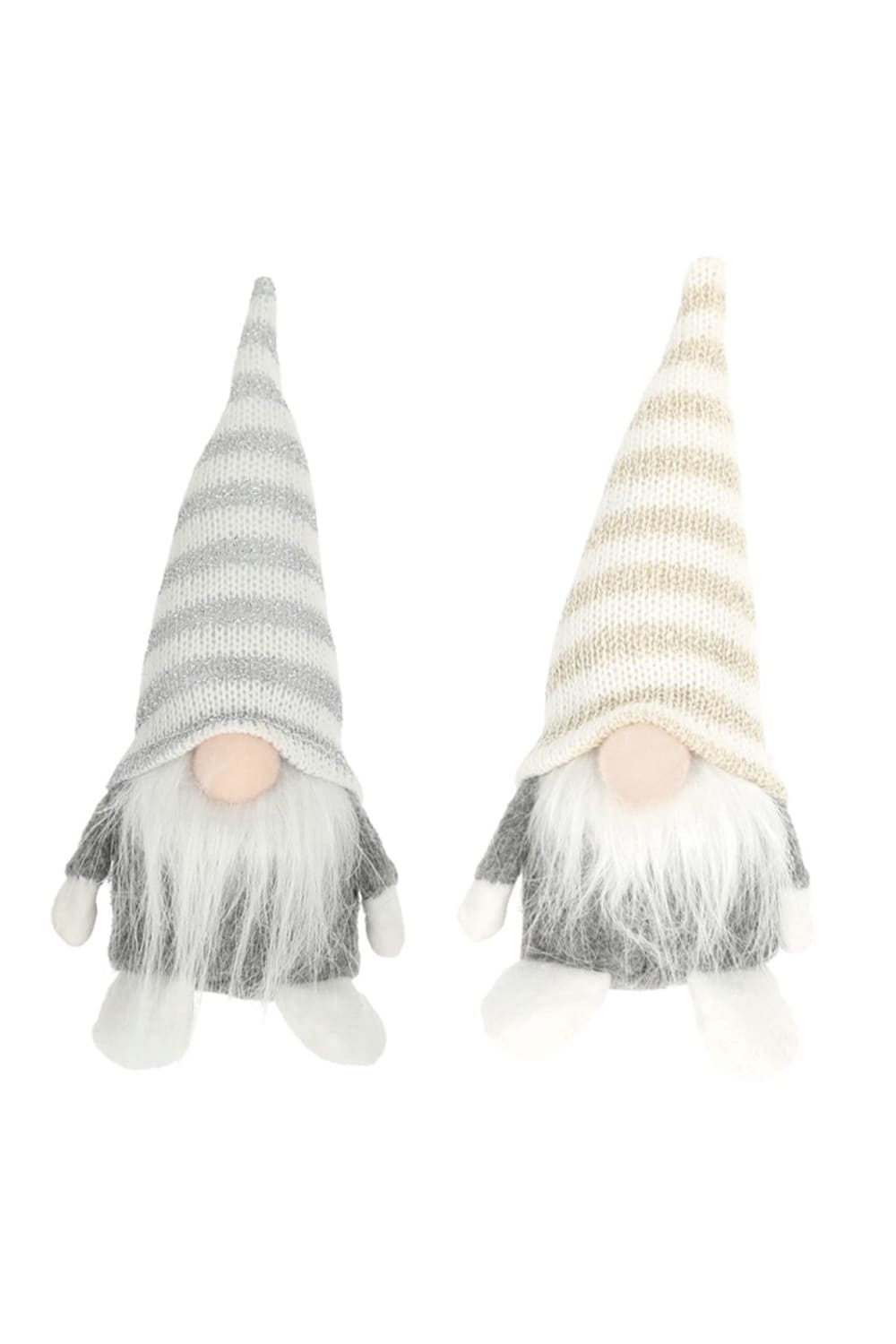Wichtel silber und gold im 2er Set mit langem weissem Bart und gestreiften Zipfelmuetzen als Weihnachtsdeko und Wichtelgeschenk