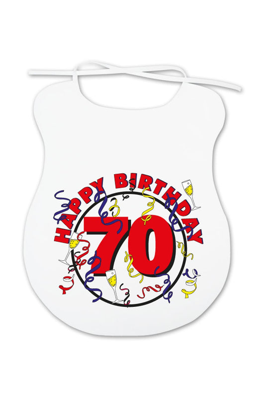 Dieser Erwachsenenlatz ist ein lustiges Geschenk fuer alle Erwachsene, die mehr oder weniger beim Essen kleckern und Humor lieben. Auf dem Spaghettilatz ist ein cooles Bild aufgedruckt sowie die Zahl 70 und die Aufschrift: Happy Birthday. Dieses witzige Geschenk oder Mitbringsel zum 70. Geburtstag!!! 