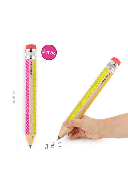 Jumbo Bleistift fuer den Schulstart oder Buero. Perfektes Geschenk fuer jedes Kind. Bunter XXL-Bleistift