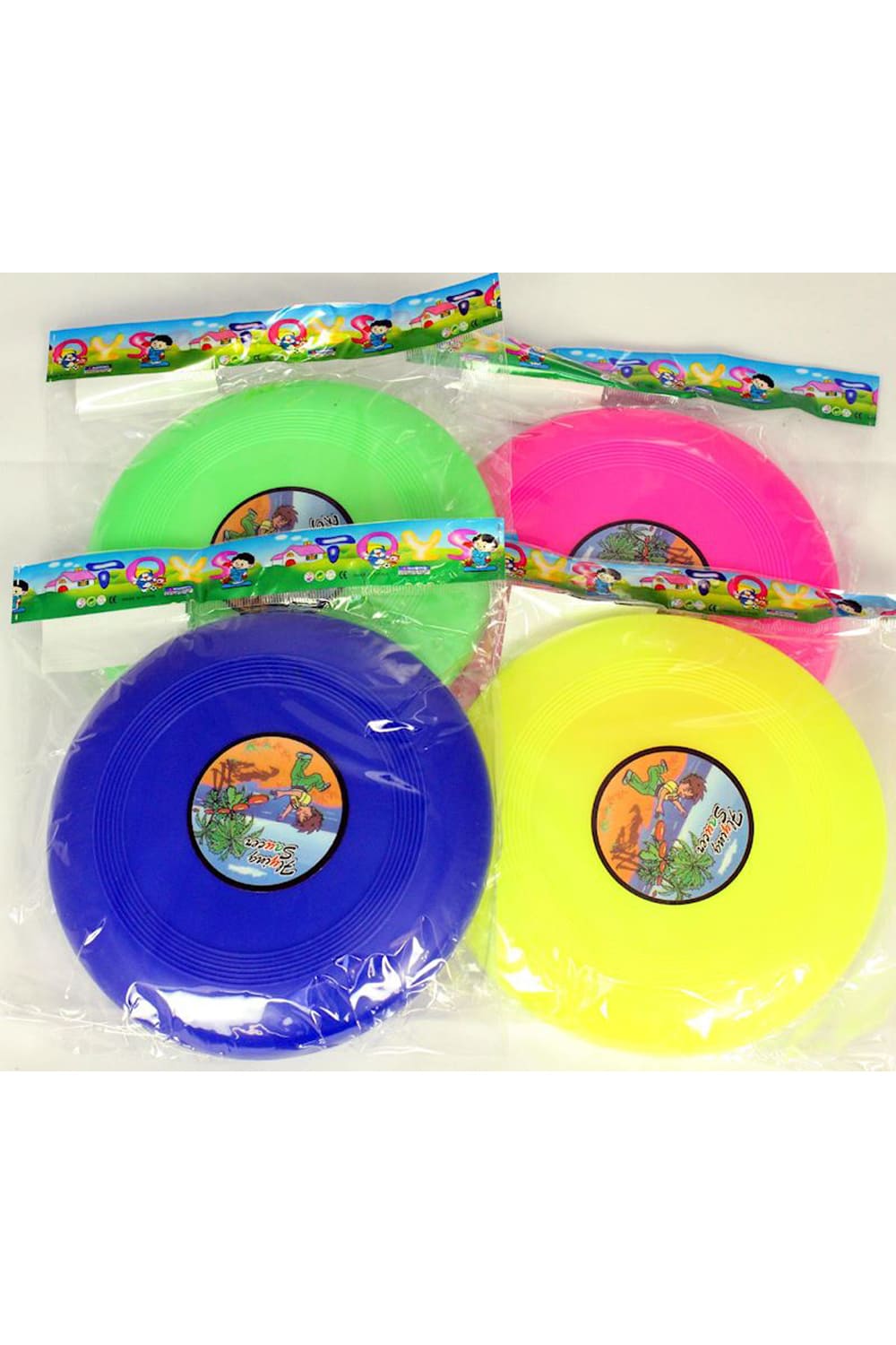 Frisbee Mini in den Farben gruen, rosa, blau und gelb. Toller Frisbee fuer Kinder als Mitbringsel.