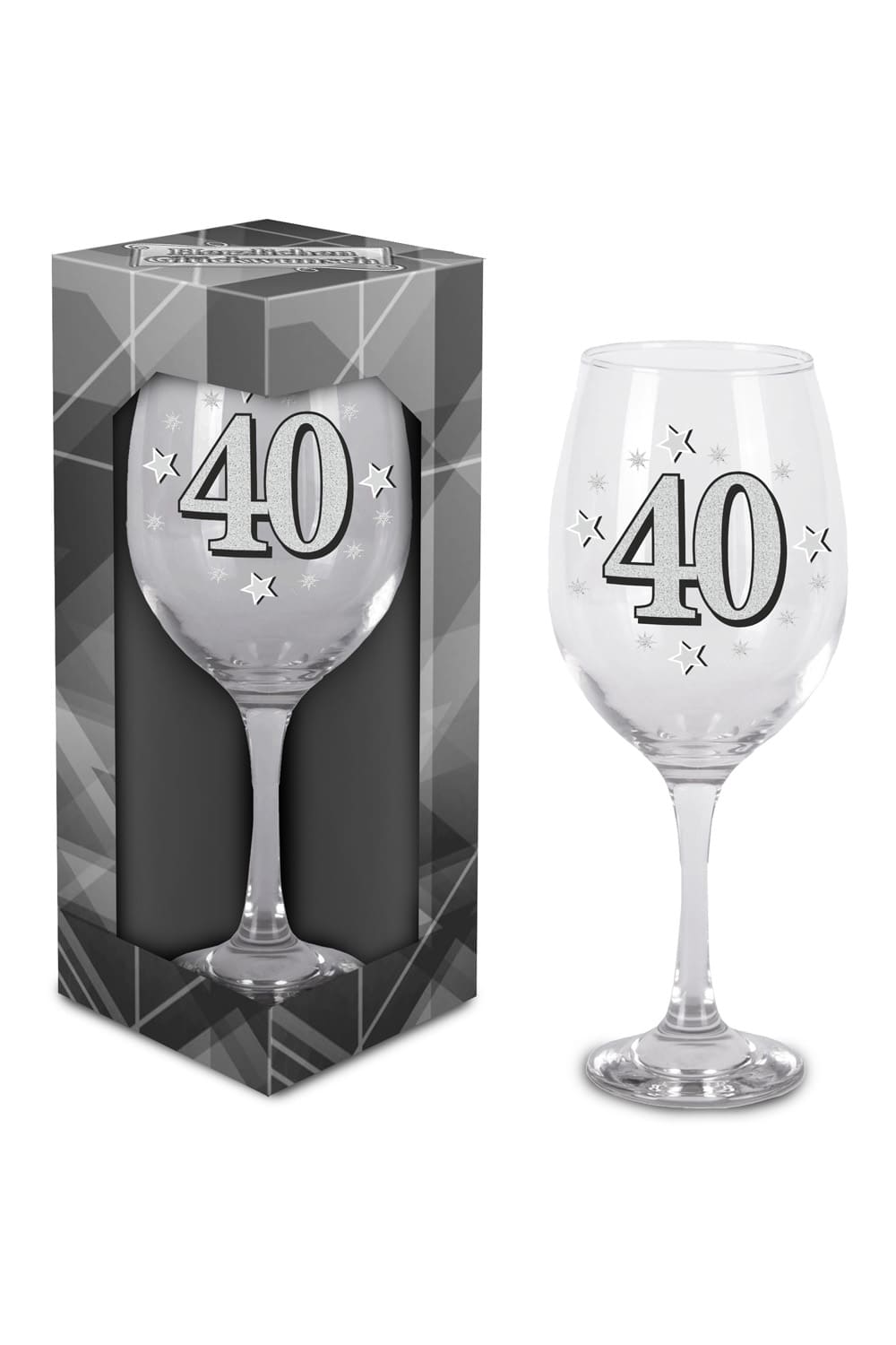 Dieses schoene Glas ist bedruckt mit der Zahl 40. Grosses Weinglas oder Cocktailglas zum 40. Geburtstag. Einzel verpackt in einem Geschenkkarton. Einfach ein kreatives Geschenk zum 40. Geburtstag oder zu einem Jubilaeum! 