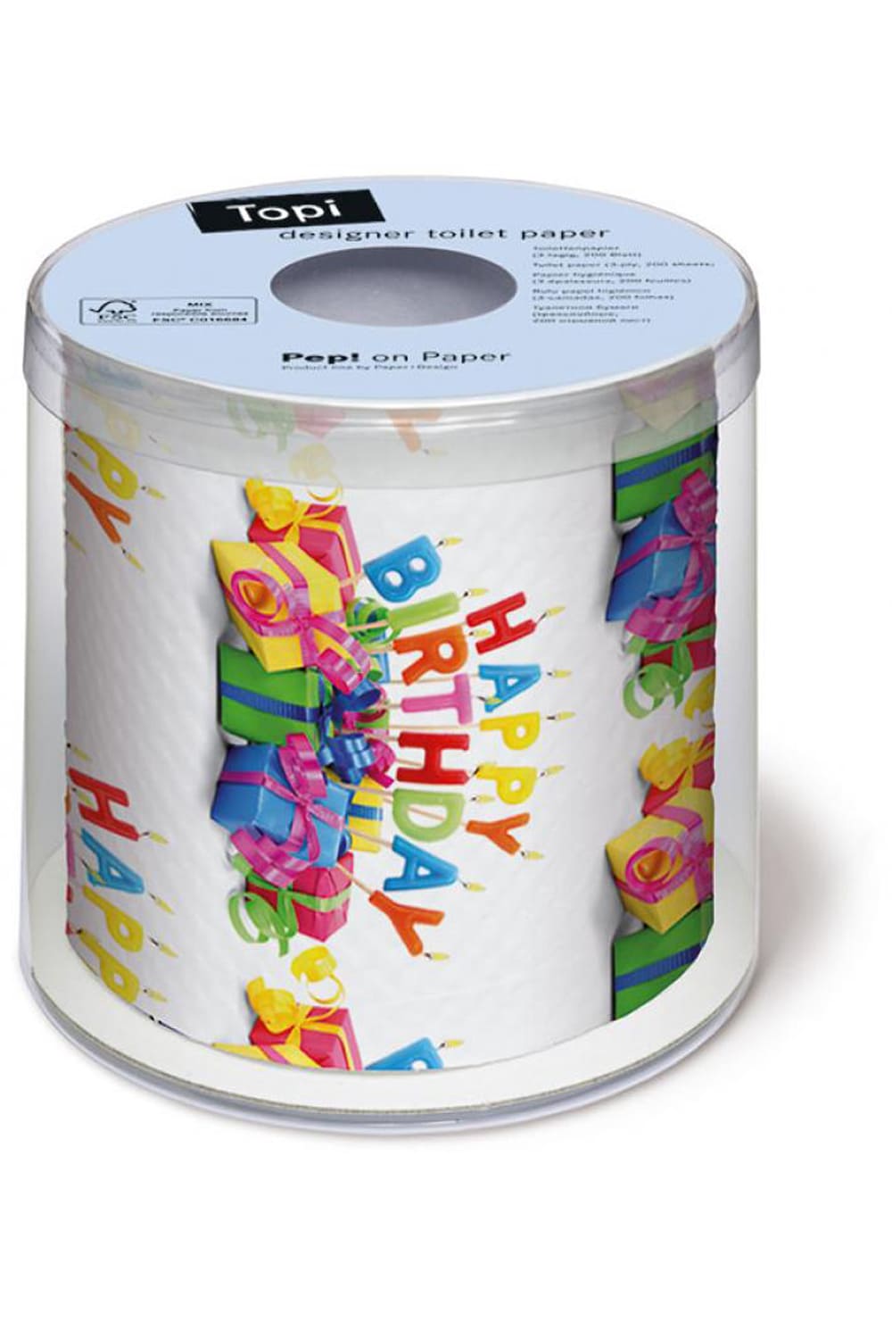 Happy Birthday WC-Papier als Dekoration oder Geschenk zum Geburtstag. Ein lustiges Klopapier zum Verschenken. 