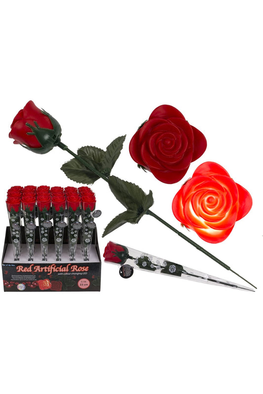 Eine leuchtende LED Rose, die nicht verwelkt. Dieses kreative Geschenk passt perfekt zum Valentinstag. Die LED Rose ist auch ein originelles Mitbringsel fuer Ihren Schatz, fuer eine liebe Freundin oder für die Mama zum Muttertag. Einfach eine herzige Geste. Rose mit farbwechselnder LED.