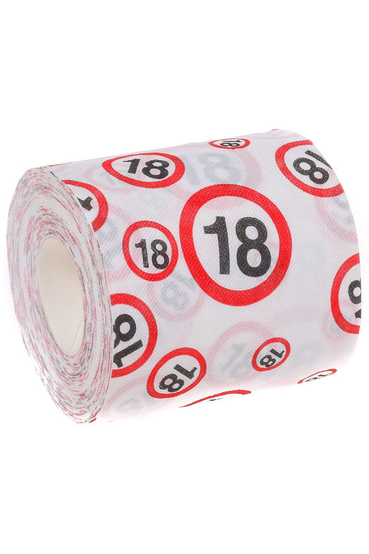 Dieses witzige WC-Papier mit der Zahl 18, sorgt bestimmt fuer die beste Unterhaltung auf dem Klo. Das Zahlen Klopapier ist einfach ein absoluter Spassfaktor für jedes Badezimmer. Ein lustiges Geschenk zum 18. Geburtstag. 