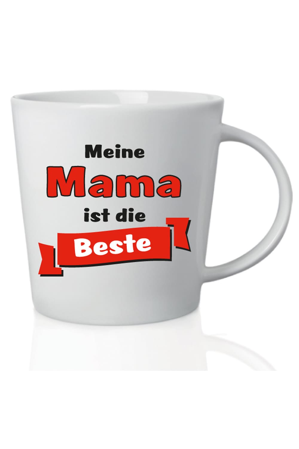 Mama Tasse mit der Aufschrift: Meine Mama ist die Beste. Ideales Geschenk zum Muttertag oder perfektes Geburtstagsgeschenk oder Weihnachtsgeschenk. Tasse ist aus Keramik.