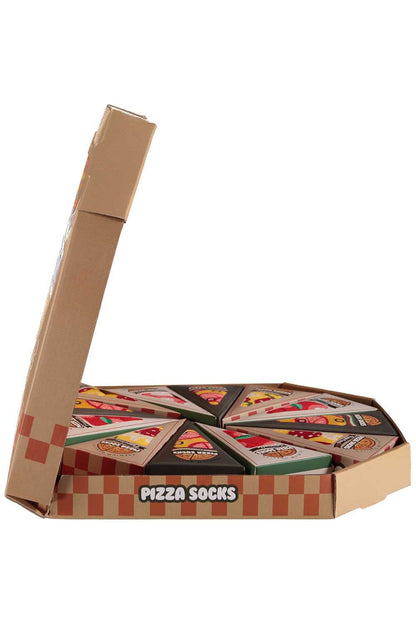 Diese witzigen Pizza Socken sind einfach ein grossartiges Geschenk fuer alle, die Spass lieben. Die Spasssocken sind fuer Maenner sowie fuer Frauen geeignet. Auswaehlbar: Einzelne Pizzaschnitte: Preis pro Stueck Display: 12 Pizzaschnitten in einer Pizzaschachtel und dabei 10% pro Socken sparen. 