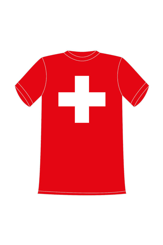 Das bedruckte T-Shirt ist ein perfektes Geschenk. Einfach ein perfektes Schweizer Souvenir als Mitbringsel. Das Schweizer Shirt ist aus 100% Baumwolle und ist mit dem Schweizer Wappen bedruckt. T-Shirt mit weissem Schweizer Kreuz. 