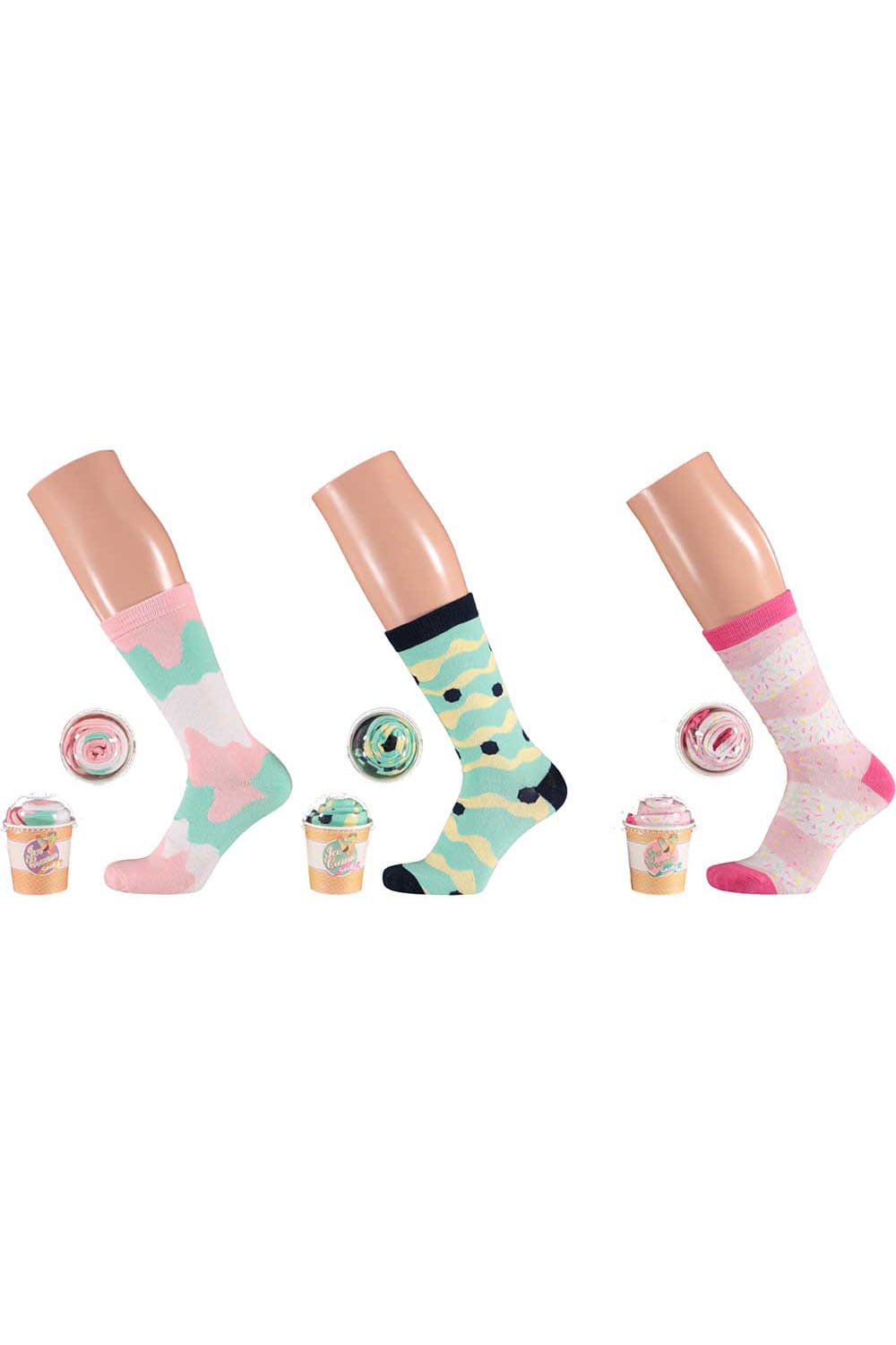 Ultimative Socken mit entsprechendem Glace Design, verpackt als Soft Ice.  Diese witzigen Ice Cream Socken sind einfach ein grossartiges Geschenk fuer alle, die Spass lieben. Diese Socken sind ein originelles Geschenk, dass nicht jeder hat. 