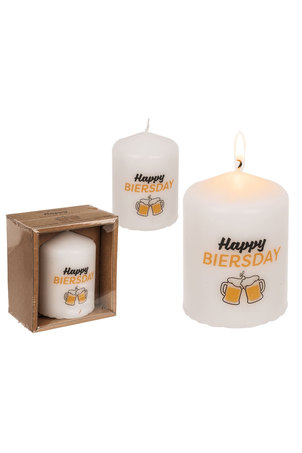 Diese Spruchkerze ist eine perfektes Geschenk! Auf der Kerze befindet sich der Spruch: Happy Biersday und ein Bier Bild. Der witzige Spruch, gibt dieser Stumpenkerze noch den speziellen Feinschliff. Perfektes Geschenk zum Geburtstag und für Bierliebhaber! 