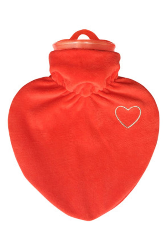 Herz Bettflasche mit Veloursueberzug als Herzgeschenk fuer einen geliebten Menschen. Geschenk mit Herz zum Geburtstag, zu Weihnachten oder zum Valentinstag. 