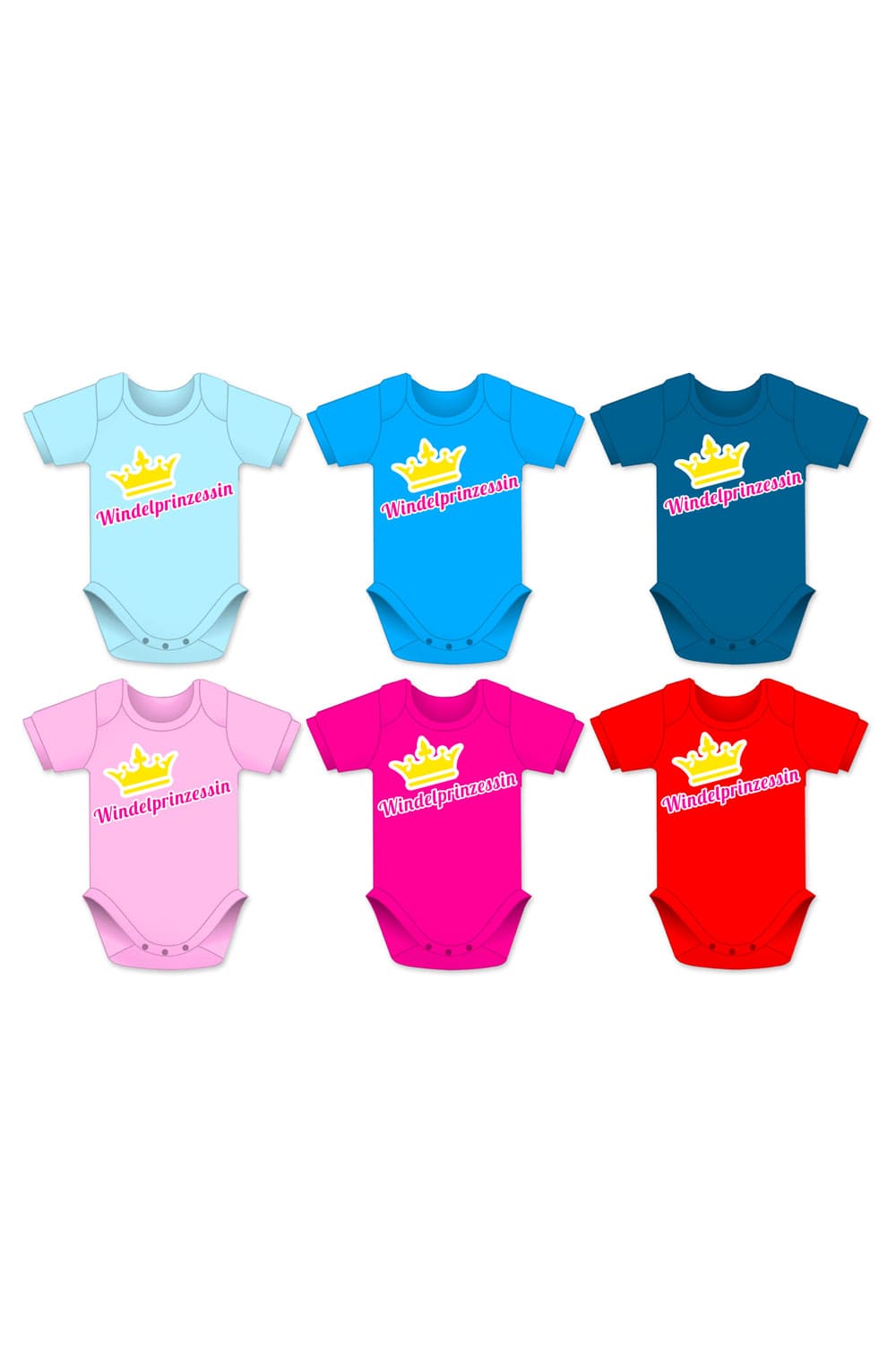 Krone Babybodies mit Spruch und in diversen Farben. Tolles und suesses Mitbringsel zur Geburt